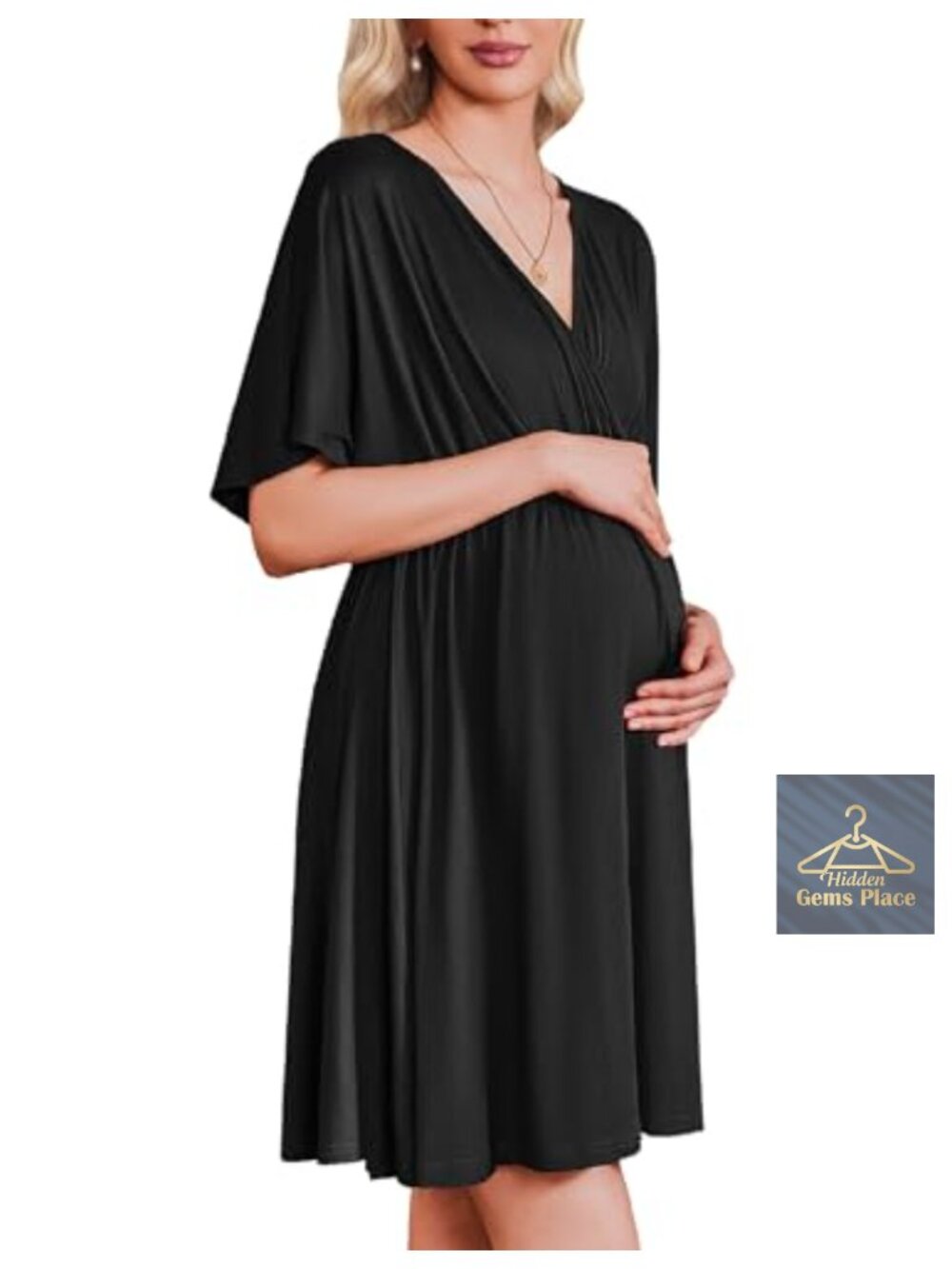 Ekouaer Maternity Nursing Nightgown Labor Delivery Sleep Dress V-Neck